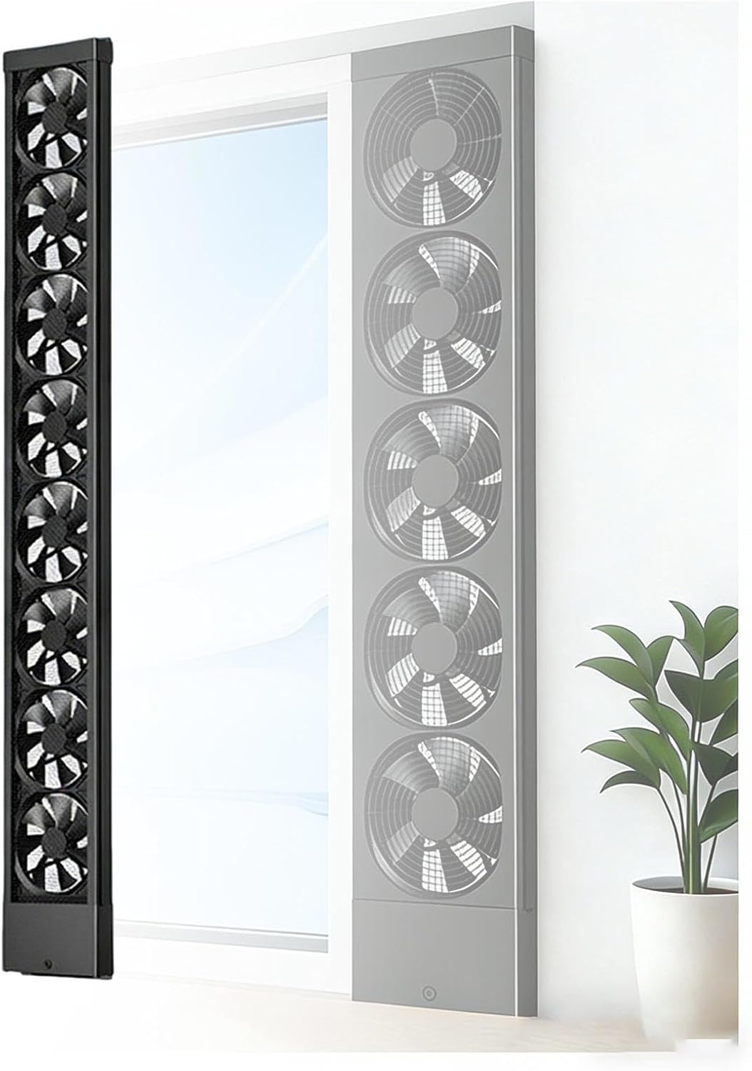 Window Exhaust Fan for Sliding Windows, Adjustable Speed Window Vent Fan, Vertical Fan No Need to Drill Holes embedDed Installation,Black-45.28-47.24in(115-120cm)