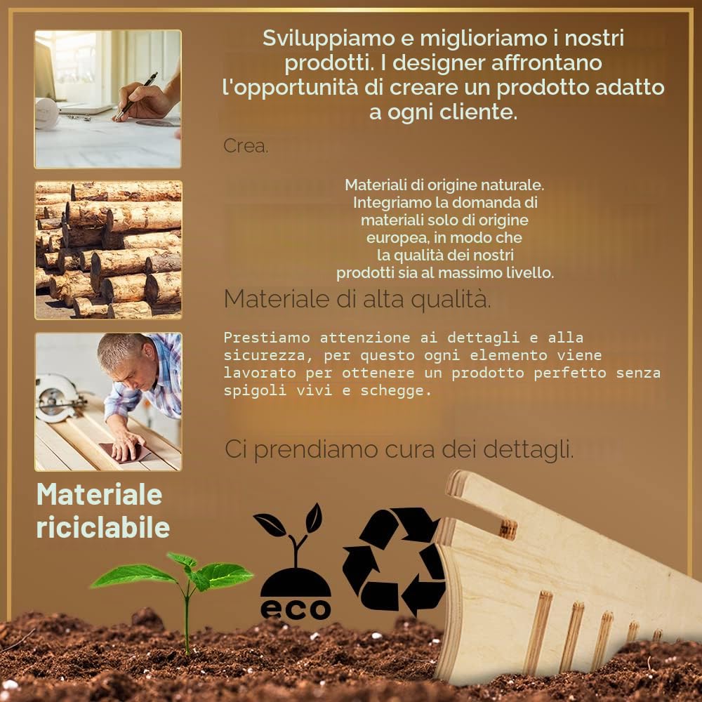 Supporto per computer portatile in legno, con supporto e scrivania in piedi, prodotto in UE