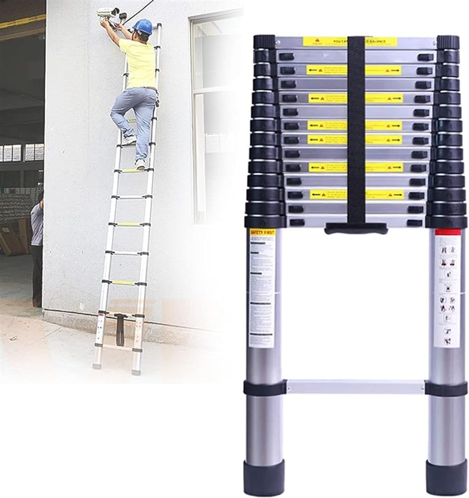 Telescoping Ladder, Folding Telescopic Extension Ladder, Aluminum Telescoping Ladder 12.5Ft with Stabilizer Bar, for Home Outdoor Use, Hold 330Lbs Capacity (Size : 1.4m/4