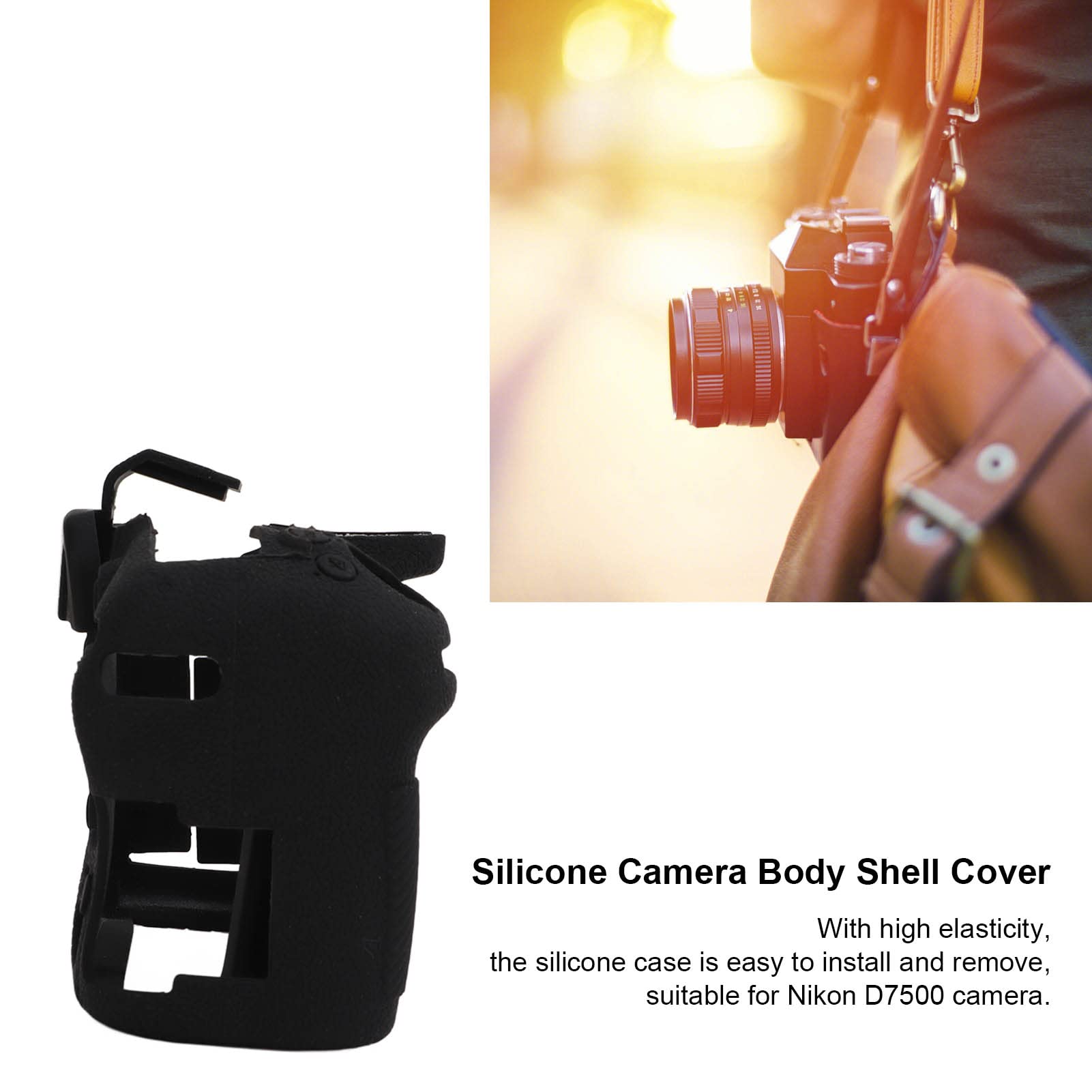 AstraLoom Custodia per fotocamera in silicone per copertura protettiva morbida Scocca Struttura ad alta elasticità Superficie Resistente Lavabile Antigraffio Nero
