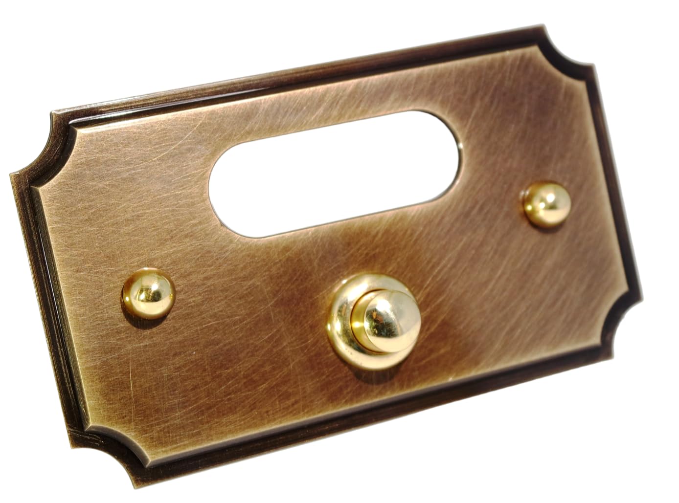 Neroni Mameli Campanello in Ottone Bronzato per Esterno abitazione - Porta Ingresso Casa, con Pulsante Elettrico - Modello Tiberio - Made in Italy