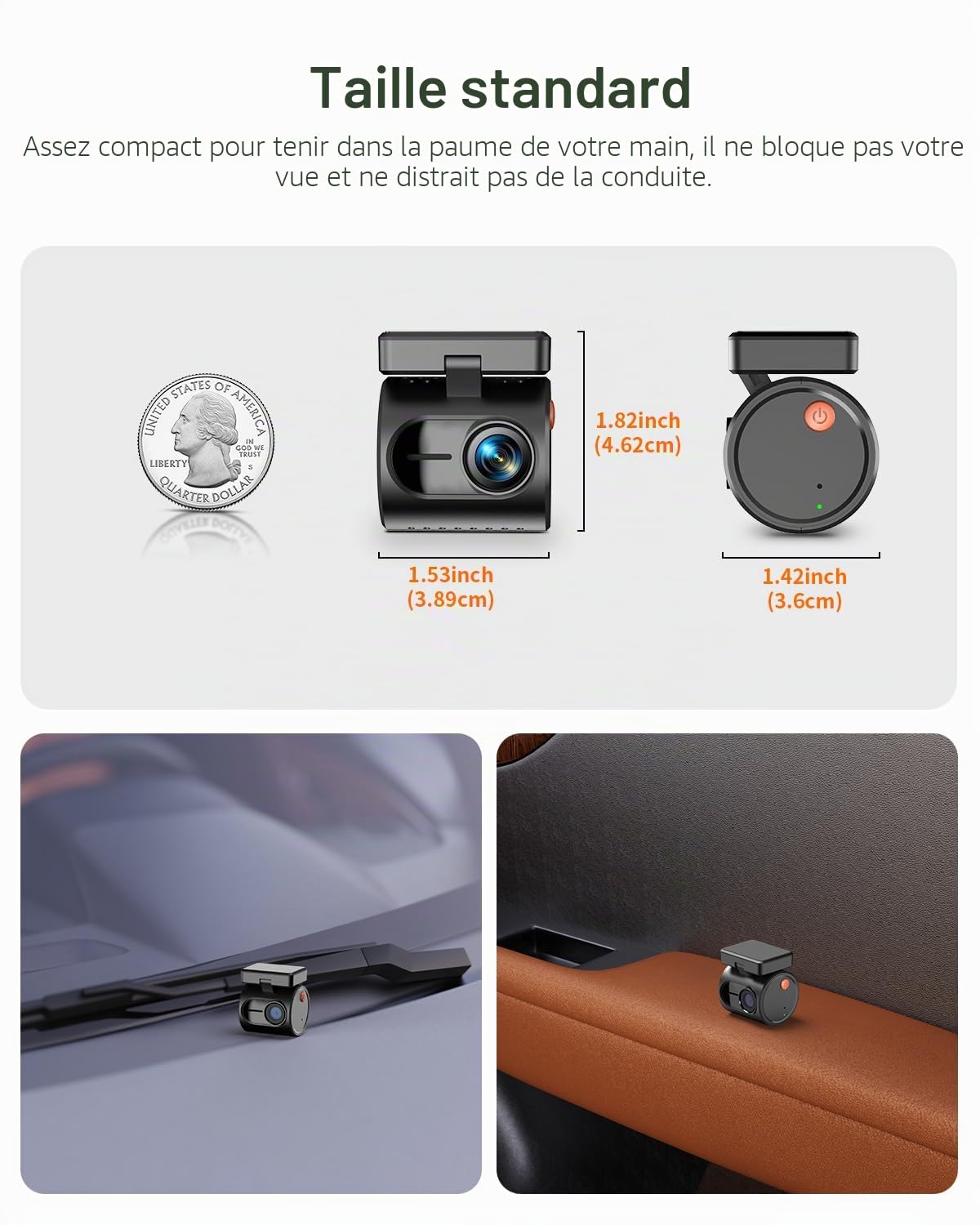 KAWA Mini Dashcam 2K,Commande Vocale,Caméra de Voiture WiFi | 1296P QHD,G-Capteur,Carte TF 32Go incluse,Contrôle App,WDR/3D DNR,Vision Nocturne,Mode Parking 24H