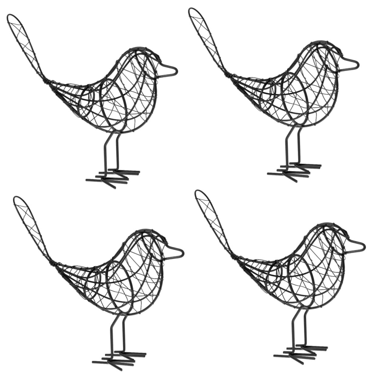 Cabilock 4 Piezas decoración de Aves de Alambre artesanías de Aves Estatua de pájaro decoración de pájaros de Hierro de pájaros para de Modelado