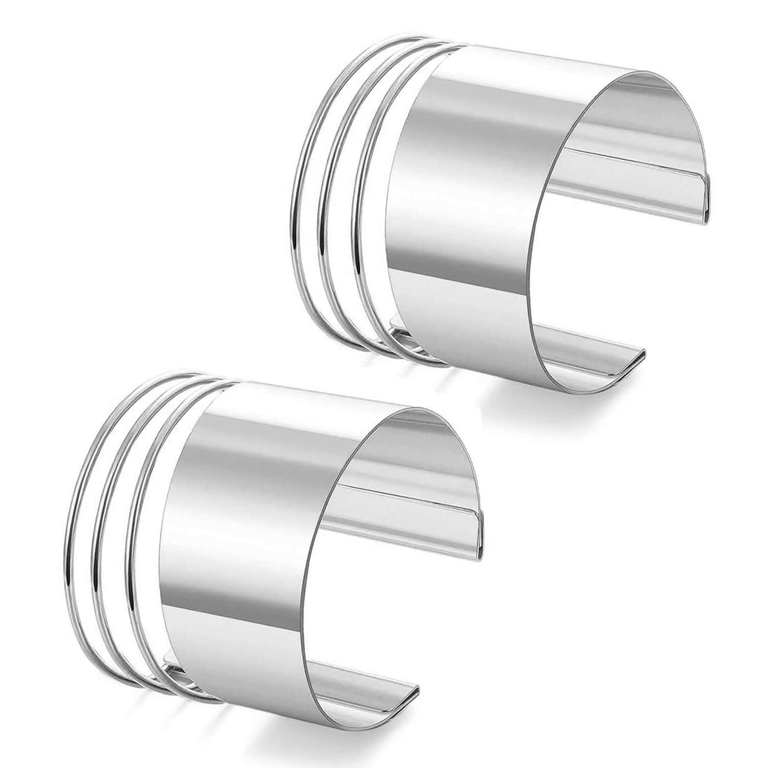 EIELO 2 Pcs Golden Cuff Bangle Bracelet for Women Open Wrist Cuff Wrap Bracelet