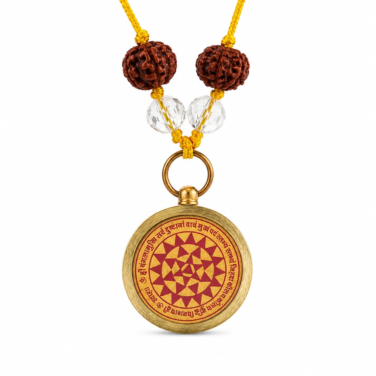 Baglamukhi Yantra Pendant with Maa Baglamukhi Design, with 2 Clear Quartz Beads & 2 Five Mukhi Rudraksha Beads, Double-Sided Religious Spiritual Pendant for Puja & Devotional Use-image-24
