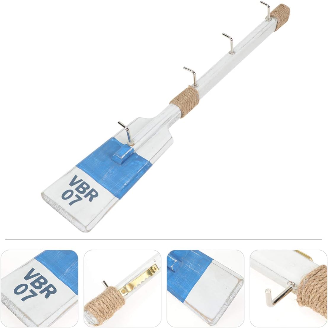 Holibanna Nautical Wooden Double Oar Hook Decor with Rope Nautical Oar Paddles Wall Door Hanging Ornament Beach Theme Decoration 40cm - Image 3