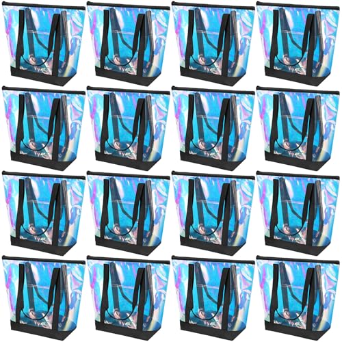 Image of Silkfly Clear Tote Bags Bulk, PVC Shoulder Handbag, Security Approved See Through Bag with Zipper Closure for Work