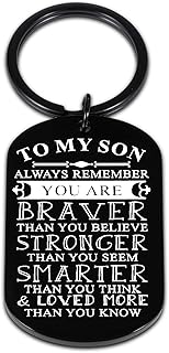 Inspirational Keychain Gifts for Son Teen Boy from Mom Dad College Graduation Gifts for Him 2022 Boys' Jewelry Son Gifts 16th 18th Birthday Christmas Valentines Back to School Army Gifts to My Sons