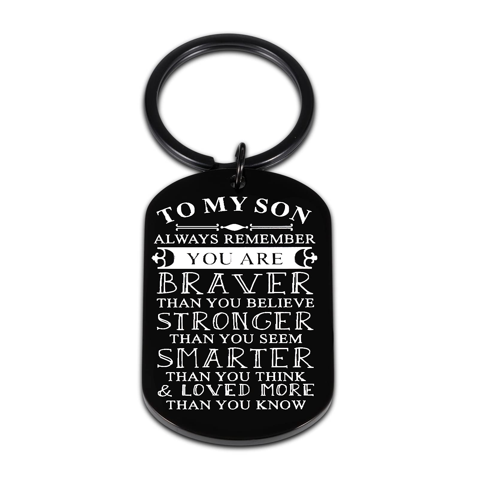 Inspirational Keychain Gifts for Son Teen Boy from Mom Dad College Graduation Gifts for Him 2021 Boys' Jewelry Son Gifts 16th 18th Birthday Christmas Valentines Back to School Army Gifts to My Sons