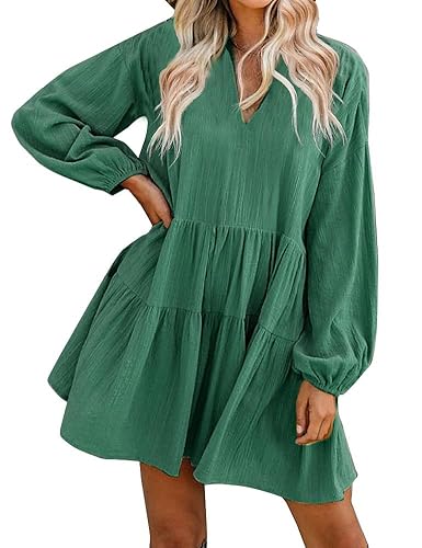 FANCYINN Cute Shift Tunic Dress for Women Ruffle Swing Babydoll