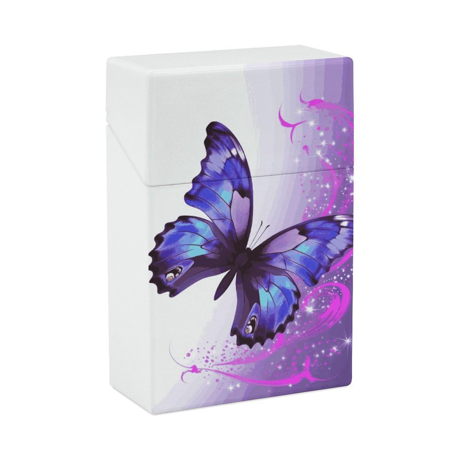 Amazon.com: Purple Butterfly Cigarette Case Normal Size Cigarette Holder  Case Skul Style Box 20 Capacity Women and Men Perfect for Roll Your Own  Cigs : Health & Household