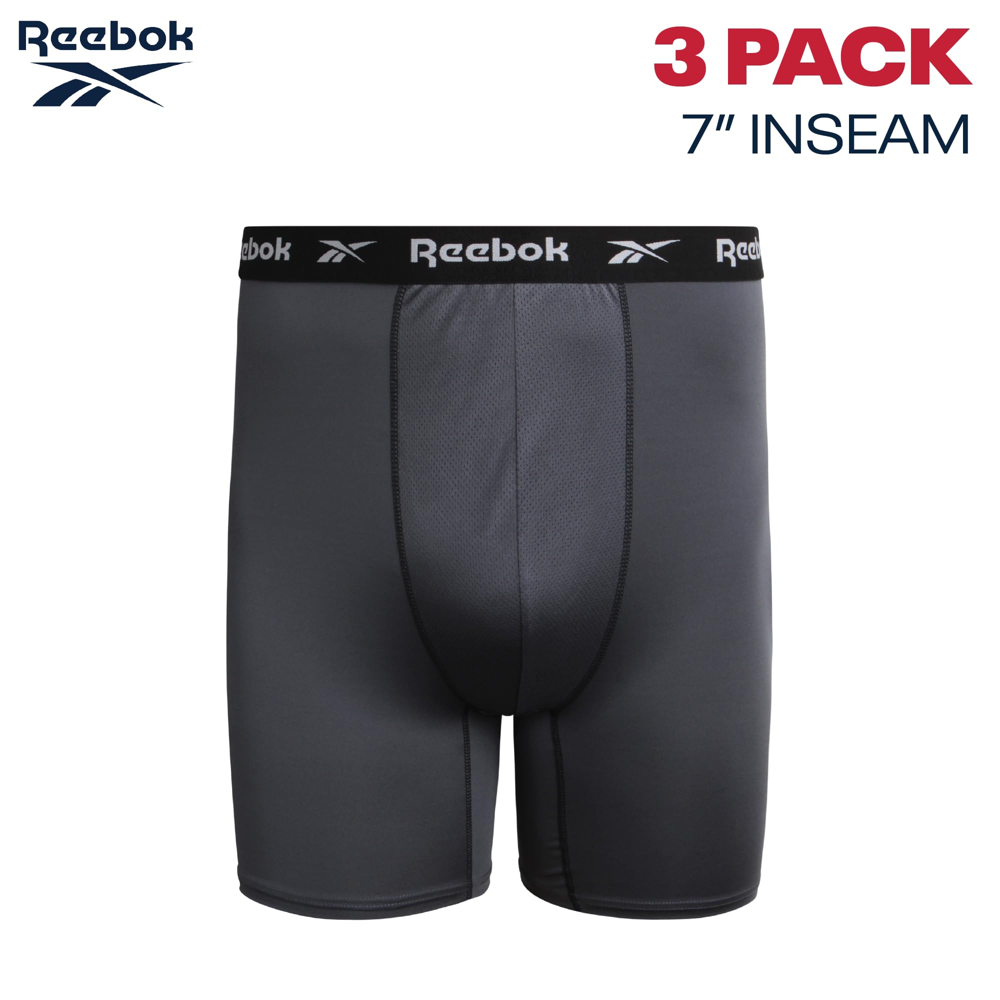 Reebok - Boxer da uomo, taglia grande, alte prestazioni, confezione da 3