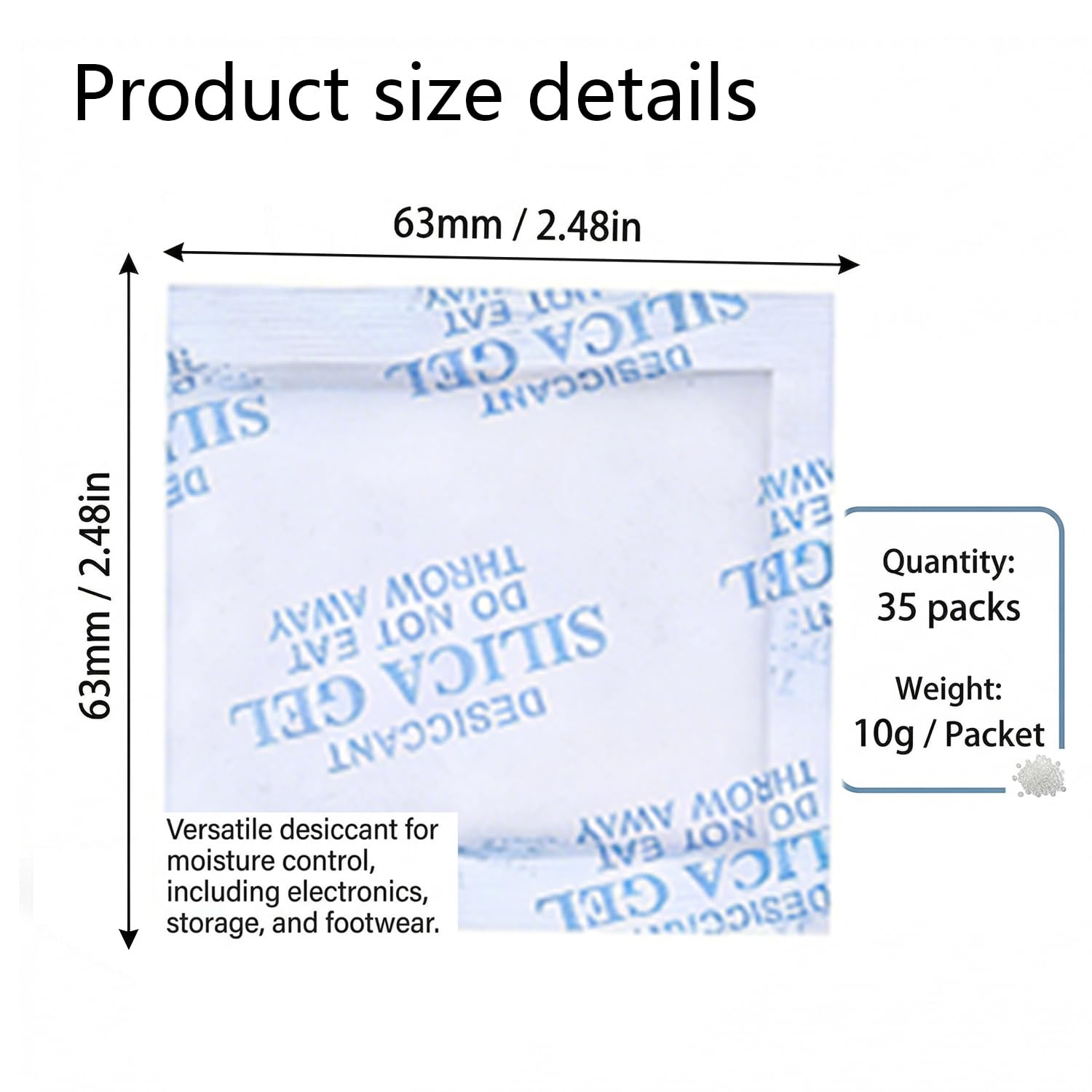 10 g x 30 Bolsas Desecantes Absorbente de humedad, Bolsitas Desecante, Gel de Sílice Desecante, Protección contra Humedad para Zapatos, Electrónica, Cámaras y Más