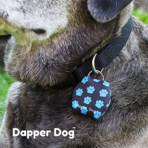 Image of Dapper Dog - Dog Tag Silencer with Tag Ring (Black with Dark Blue Paw Prints)