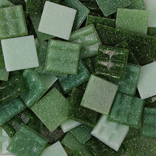 Milltown Merchants™ Green Mosaic Tiles - Bulk Mosaic Tile Assortment - 3/4 Inch (20Mm) Mixed Colors Venetian Glass Tile - 3 Pound (48 Oz) Craft And Backsplash Tile #TOP2