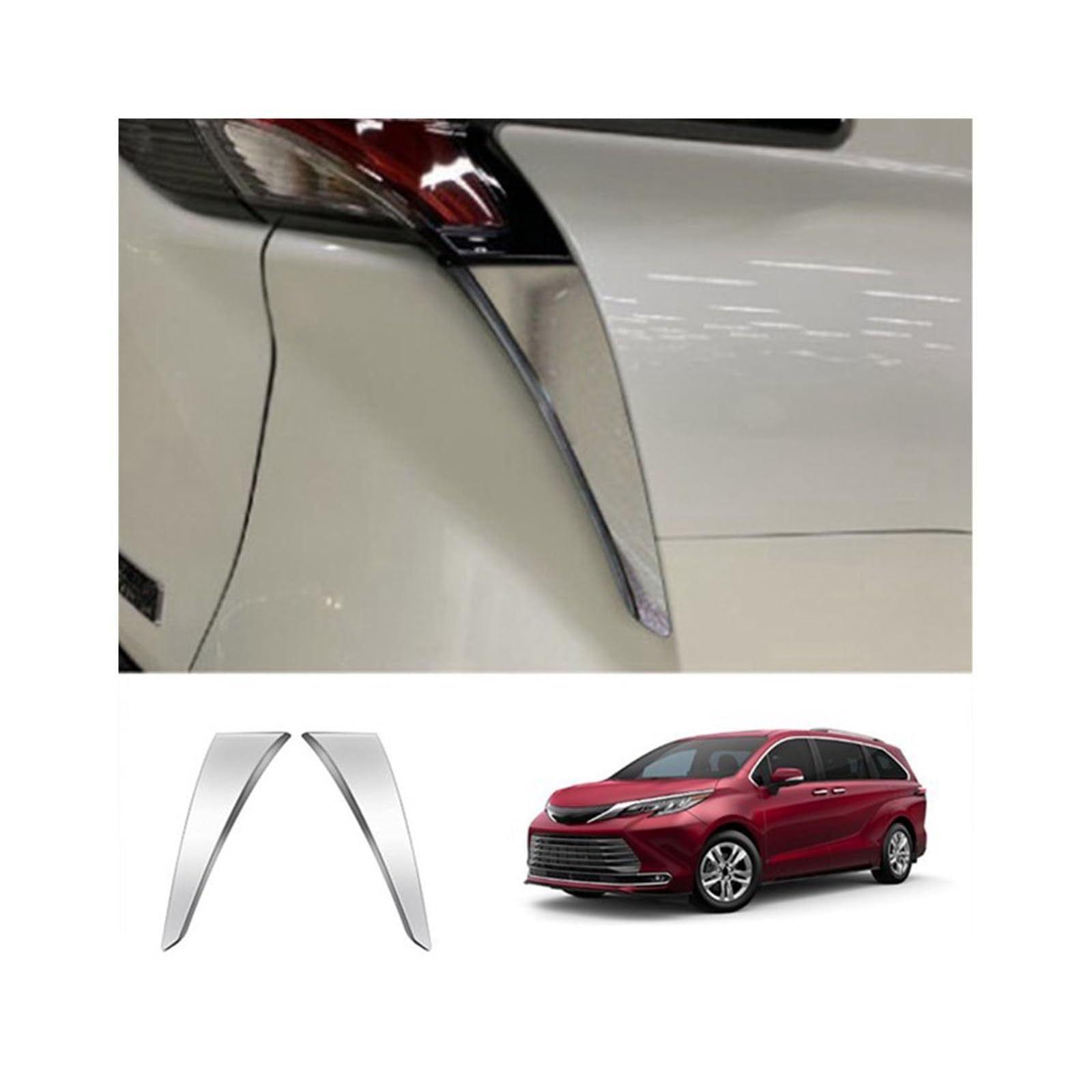 Compatible For Toyota-Sienna 2021 2022 Car Chrome Rear Tail Light Lamp Cover Garnish Strip Eyebrow Cover Trim