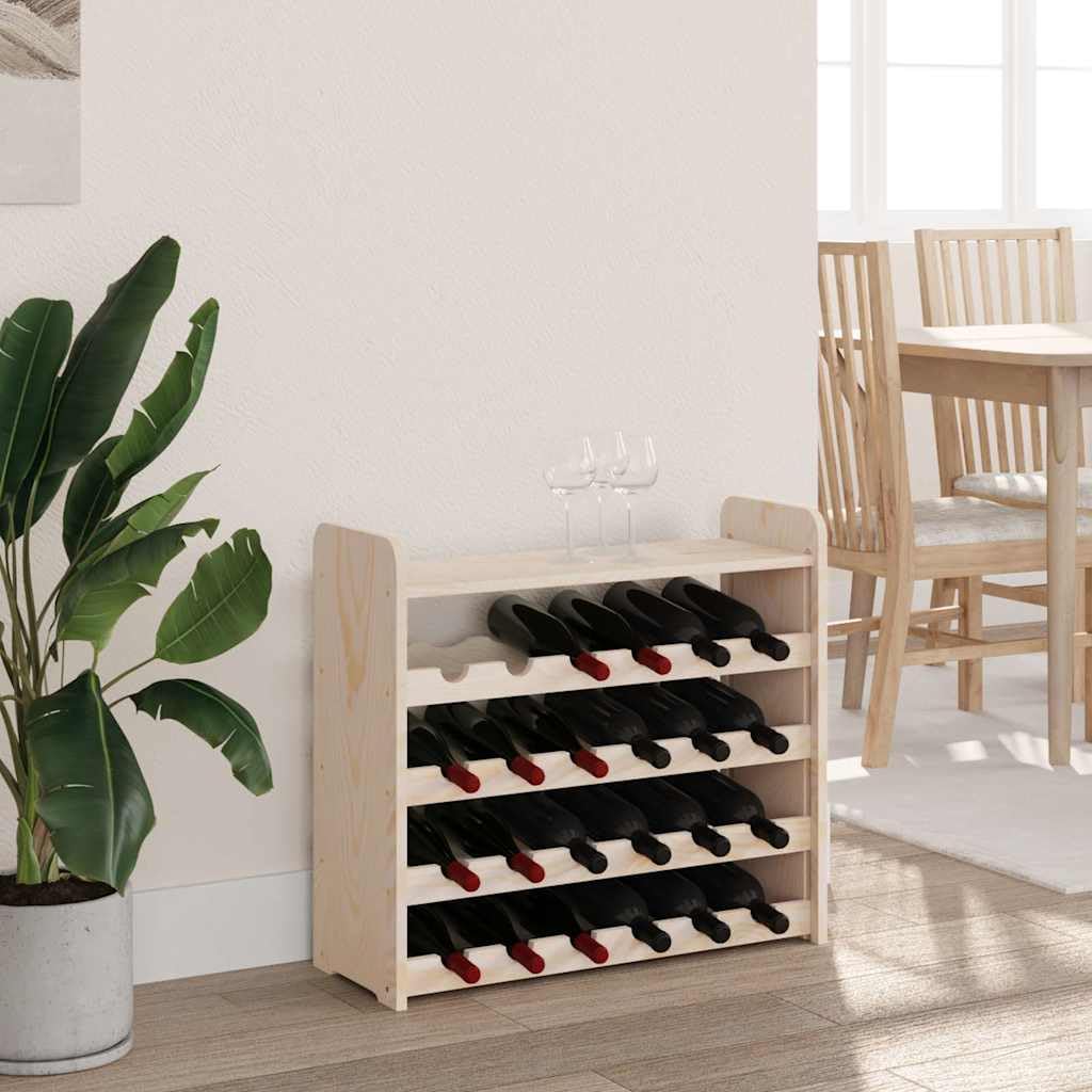 Casillero para vino de madera de pino macizo, 4 niveles, 24