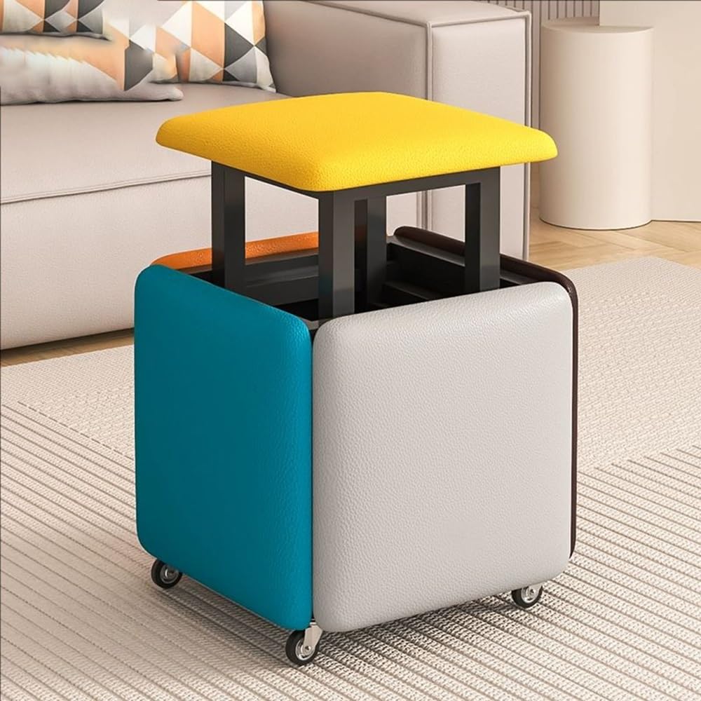 Pouf cube 5 en 1 pour optimiser les petits espaces, tabouret de maquillage en métal robuste