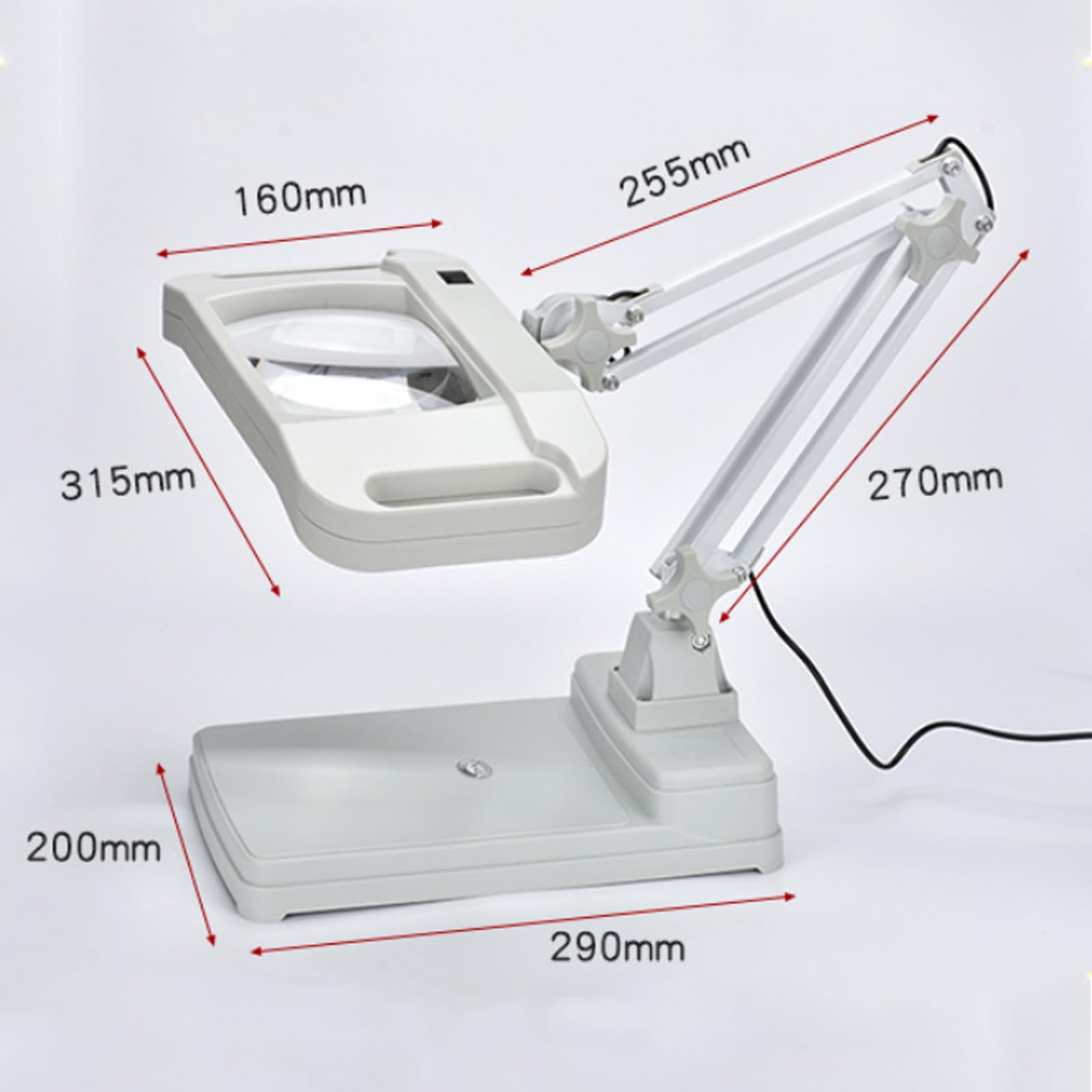 Lente d;ingrandimento, Lampada a LED 2 in 1 - Ingrandimento 10X Illuminato Rettangolare con Supporto - per scrivania, Cucito, Tavolo - Luce intensa per la Lettura