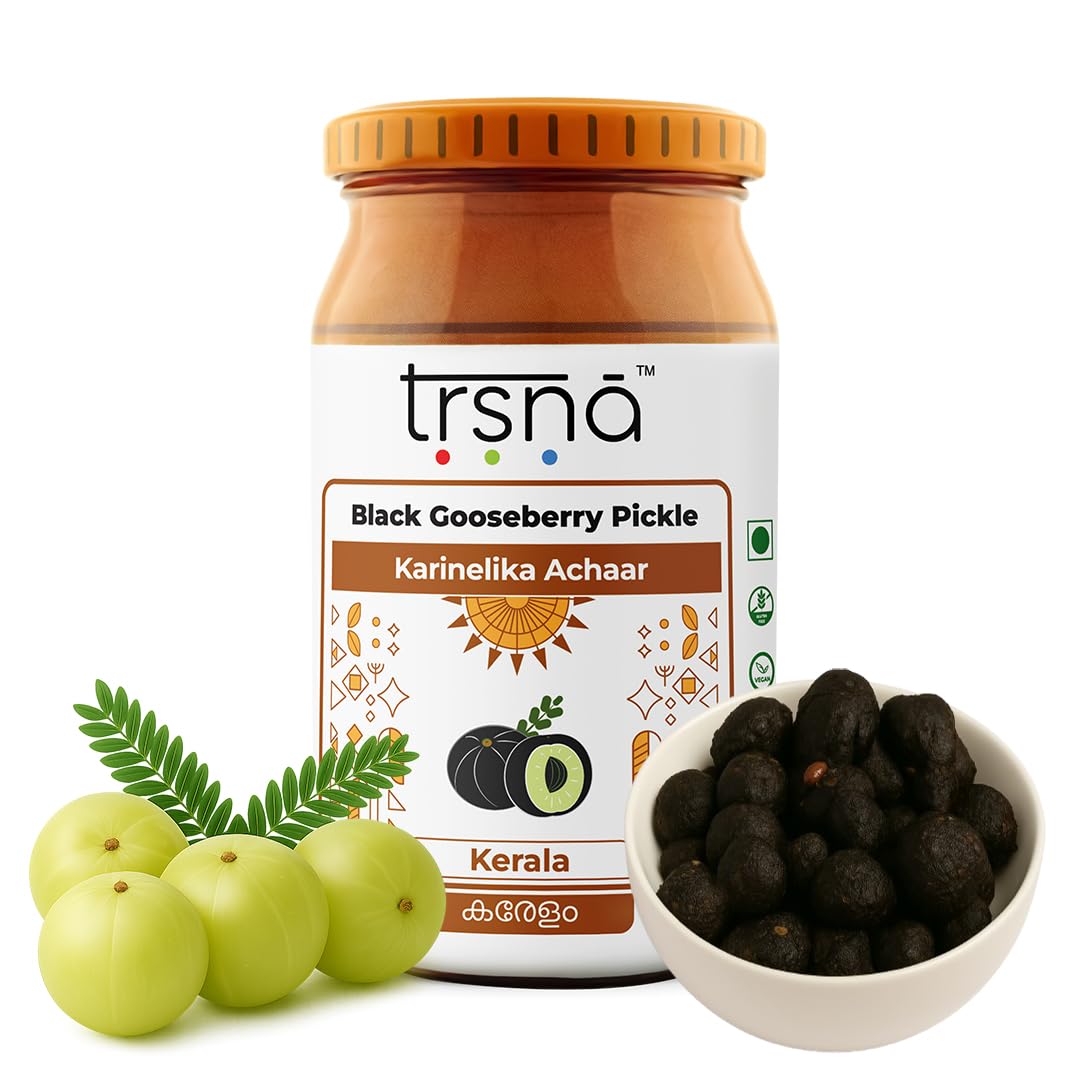 Trsna Black Gooseberry Pickle - 200 Grams | Kerala Karinellikka Achar | Sun-Dried Seedless Amla Pickle | Traditional South Indian Taste | Tangy & Spicy | Premium Gourmet Achaar Made in Kerala-image-37