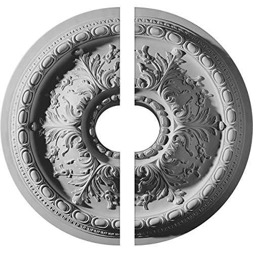 Image of Ekena Millwork CM28ST2-06000 28 inchOD x 6 inchID x 2 3 /4 inchP Stockport Ceiling Medallion, Fits Canopies up to 6-1 /4 inch, 2 Piece