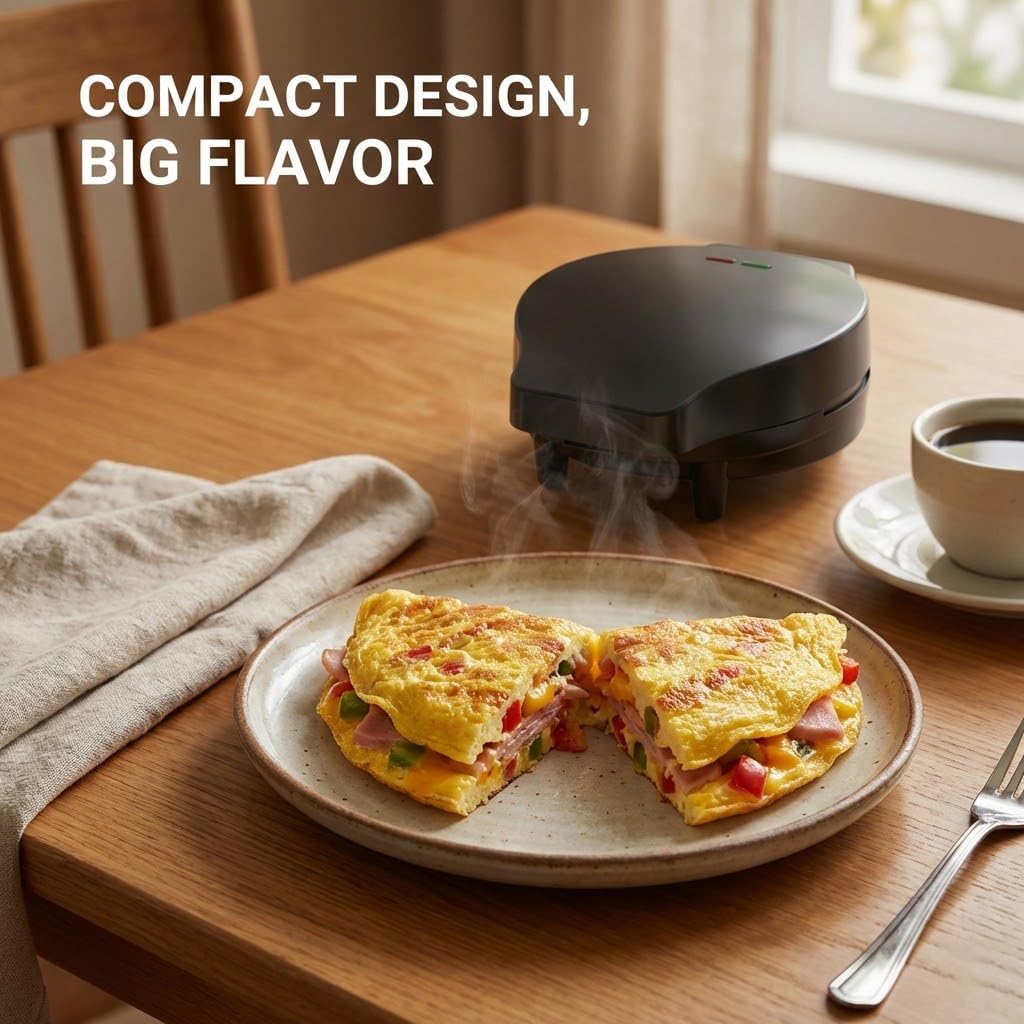 Dual-Zone Electric Omelette Maker,Omelette Maker Electric,1000w Rapid Double-Sided Egg Cooker With Non-Stick Plates，Anti-Silp Base Anti-Scald Handle Cool-Touch Handle for Home,Dorm&Travel