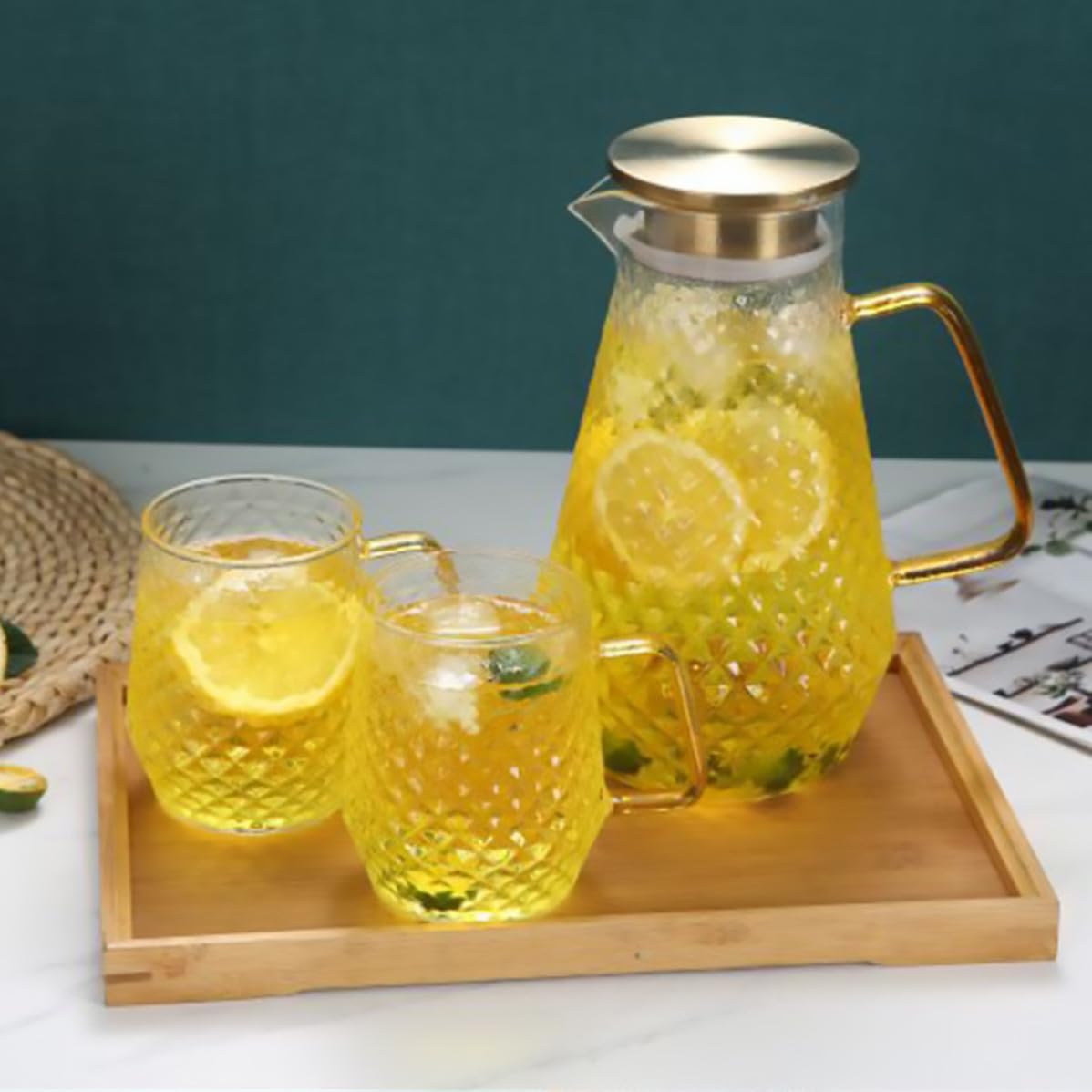 Jarra Tapa Hermética y de Vidrio de Borosilicato de 1500ml Ligera y Portátil Adecuado para Bebidas Frías, Leche y Entretenimiento Hogar