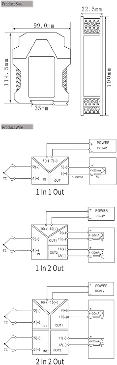 K Type Converter 0-1300C Converter 4-20mA 0-10V 0-5V 1-5V K Type Converter 1 in 1 Out 1 in 2 Out(K to 1-5V 22)