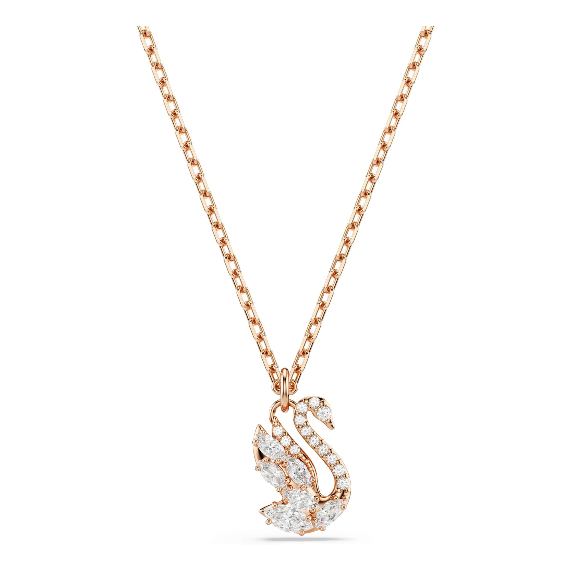 Swarovski Swan Collezione, Tagli misti, Cigno, Bianco, Placcato tonalità oro rosa