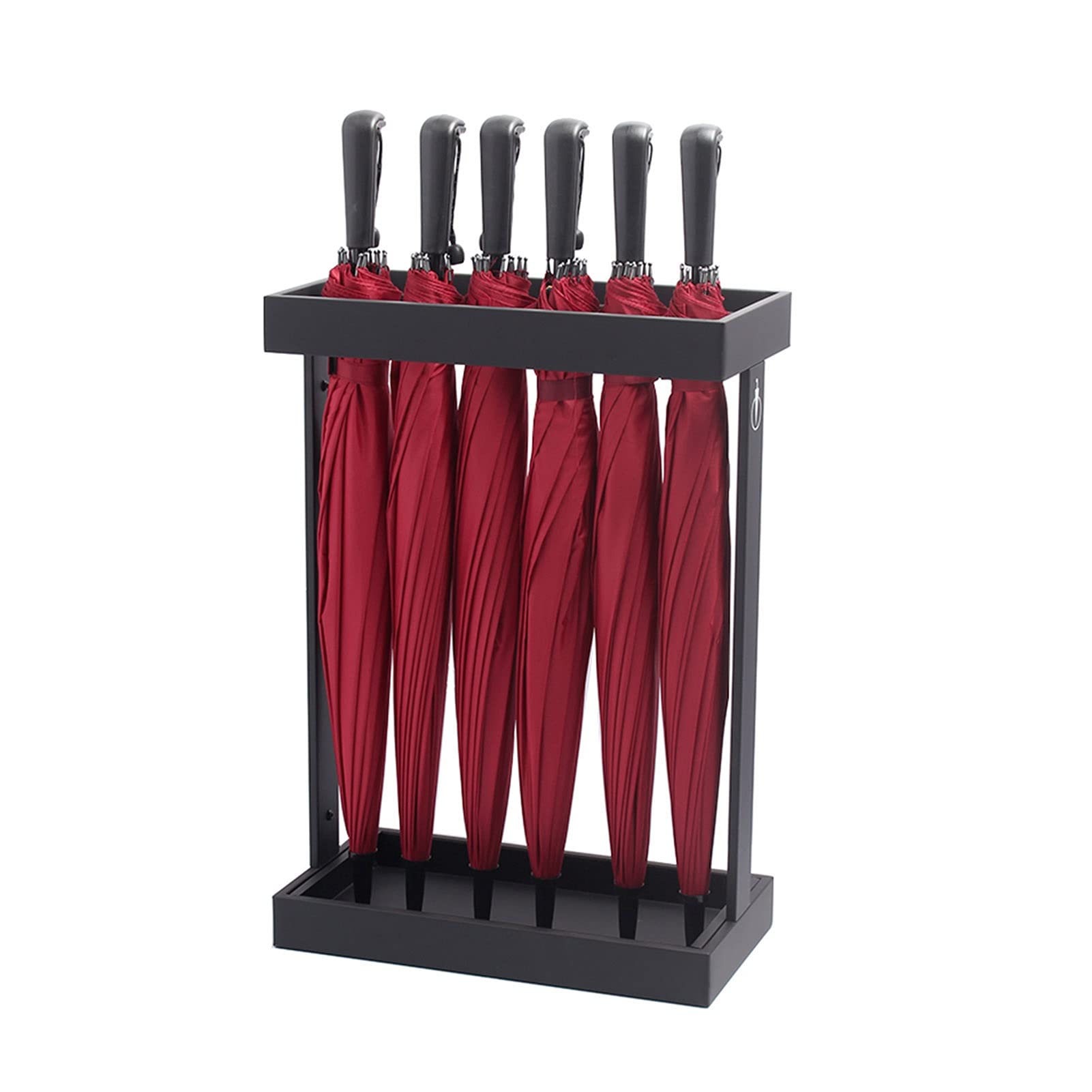 Huahua Black Umbrella Stand Hua Metal Umbrella Stand, Modern And Simple Umbrella Rack, With Drip Tray And Hook, For Home Business Hotels, Can Store 12-16 Umbrellas
