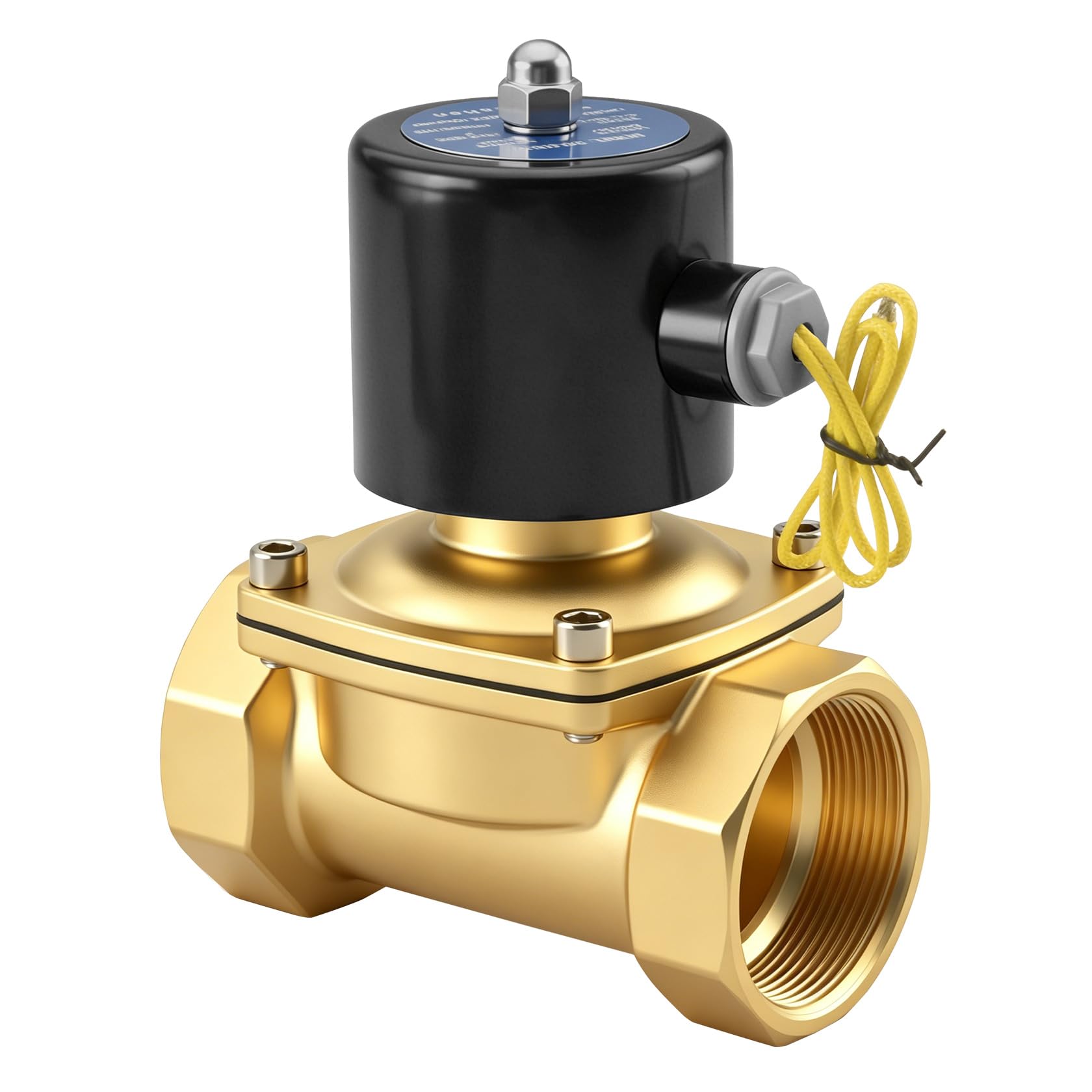 Heschen Válvula solenoide eléctrica de latón, 2W-500-50, PT 2'', DC12V, aire de agua de acción directa, válvula de reemplazo normalmente cerrada