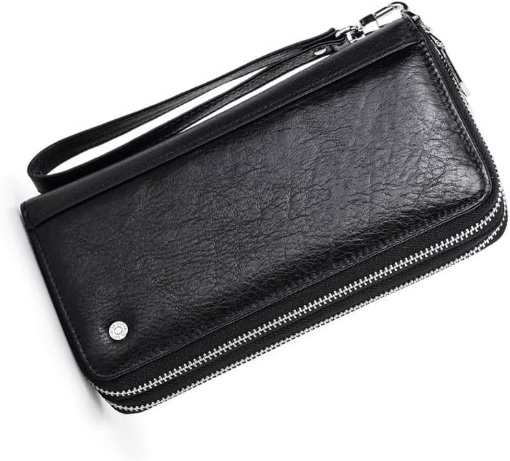 LUYILA Cartera para hombre soporte de teléfono de cuero genuino con ranuras para tarjetas color negro tamaño 41 x 18 x 79in