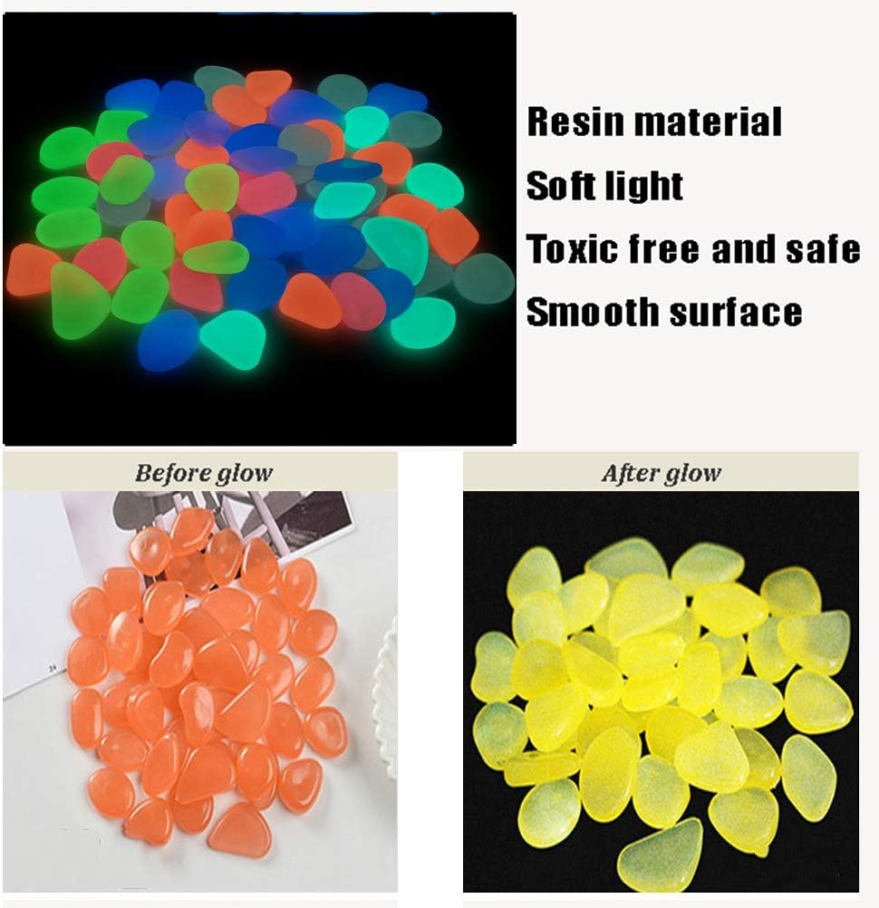 Glowing Stone Orange Glowing Garden Pebbles, Decorative Stones That Glow in The Dark, Potted Fish Tanks, Glowing Plastic Pebbles (Size : 400PCS)