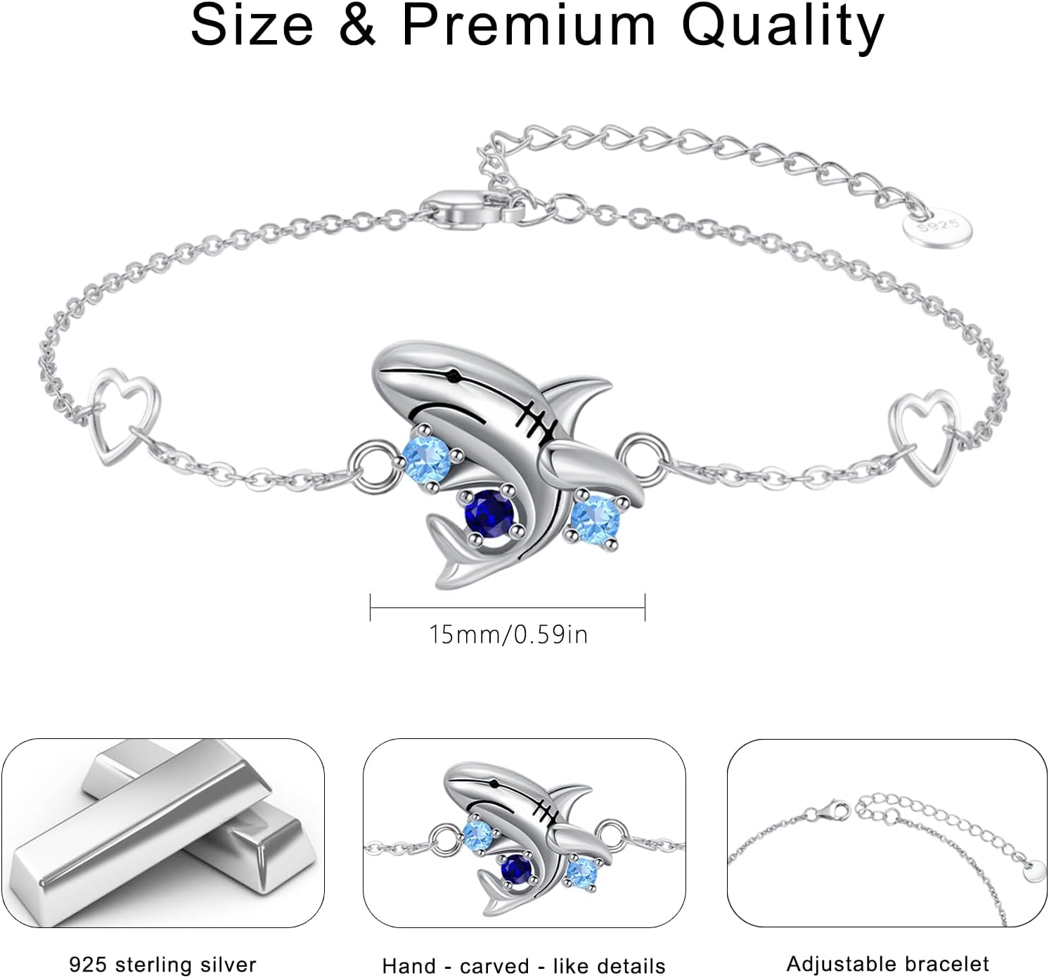Ocean Bracelet for Women 925 Sterling Silver Ocean Bracelet Adjustable Ocean Jewelry Gift for Women