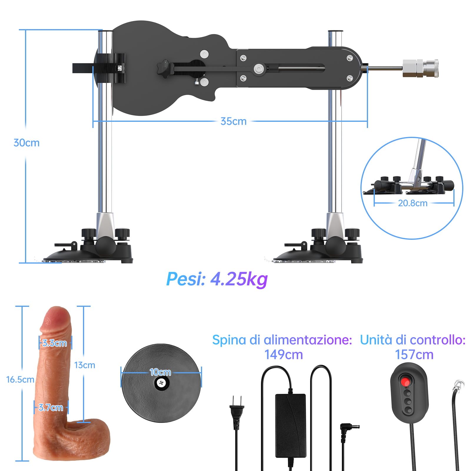 SXOVO Sex Machine Macchina del Sesso con 9 Modalità di Spinta Automatiche Macchina del Sesso Telecomandata con Dildo Sex Toy per Donne Uomini Masturbazione