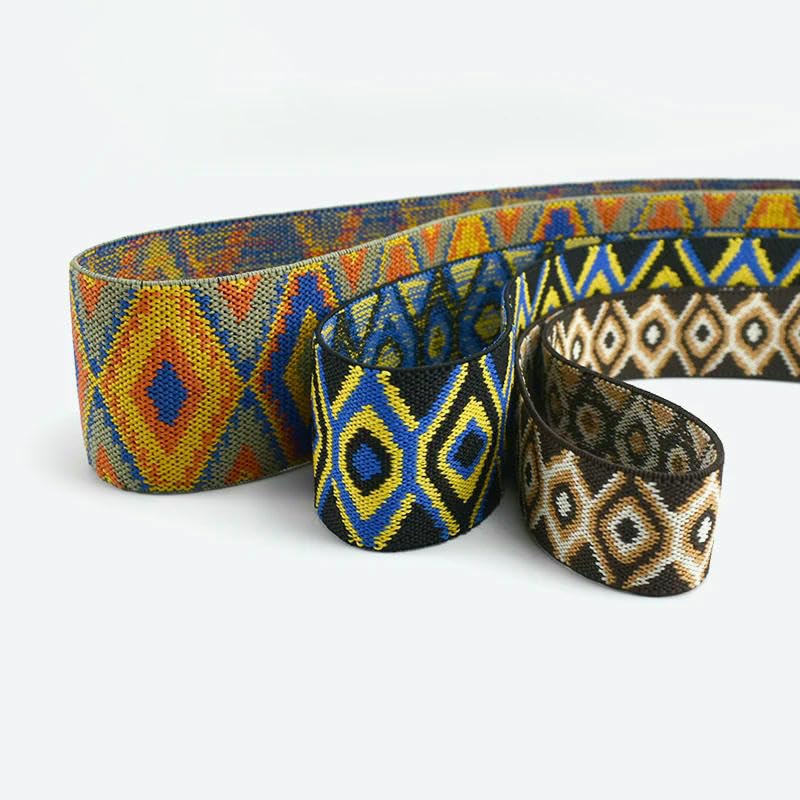 Bandas elásticas de jacquard étnicas de 2, 5 y 10 metros (25, 40 y 50 mm) para cintura de pantalones, cinta elástica para ropa, accesorios de costura DIY - Café - 50 mm - 10 metros