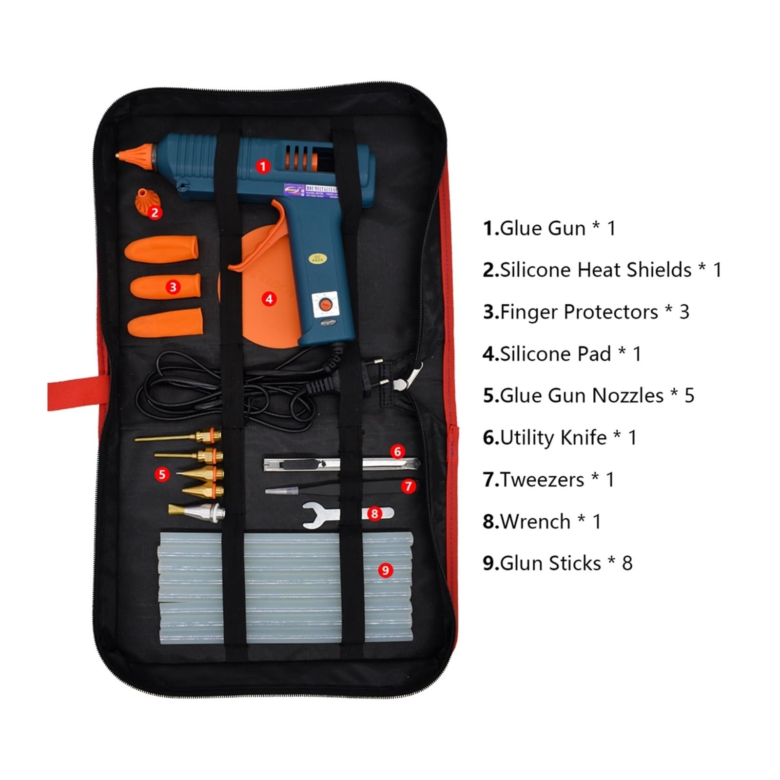 Kit de herramientas for pistola pegamento caliente 150 W, ajuste temperatura, silicona, uso barras 11 mm, boquilla cobre puro for artes, manualidades, industrial, decoración(SET-2)