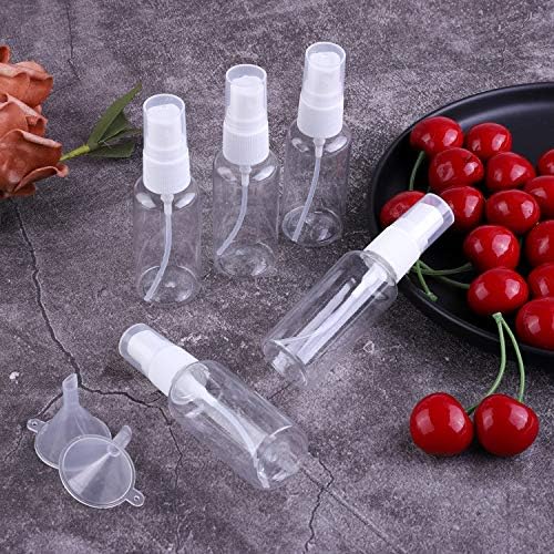 ELCOHO 20 Pieces Clear Spray Bottles Plastic Fine Mist Spray Bottles Refillable Bottle with Funnels and Labels for Cleaning, Travel, 30 ml