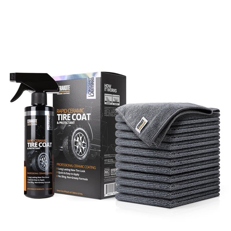 CERAKOTE Tire Coating Bundle - Microfiber Towel 12 Pack with Rapi...