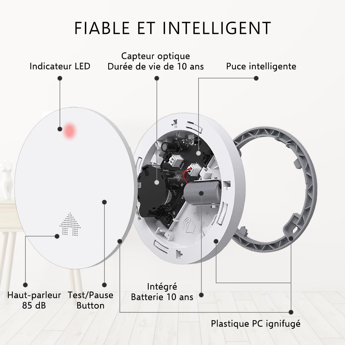 10-Pack ELRO FS4610 | Batería de 10 años | Cumple con la Norma Europea EN14604 | Blanco | Lote de 10 Piezas