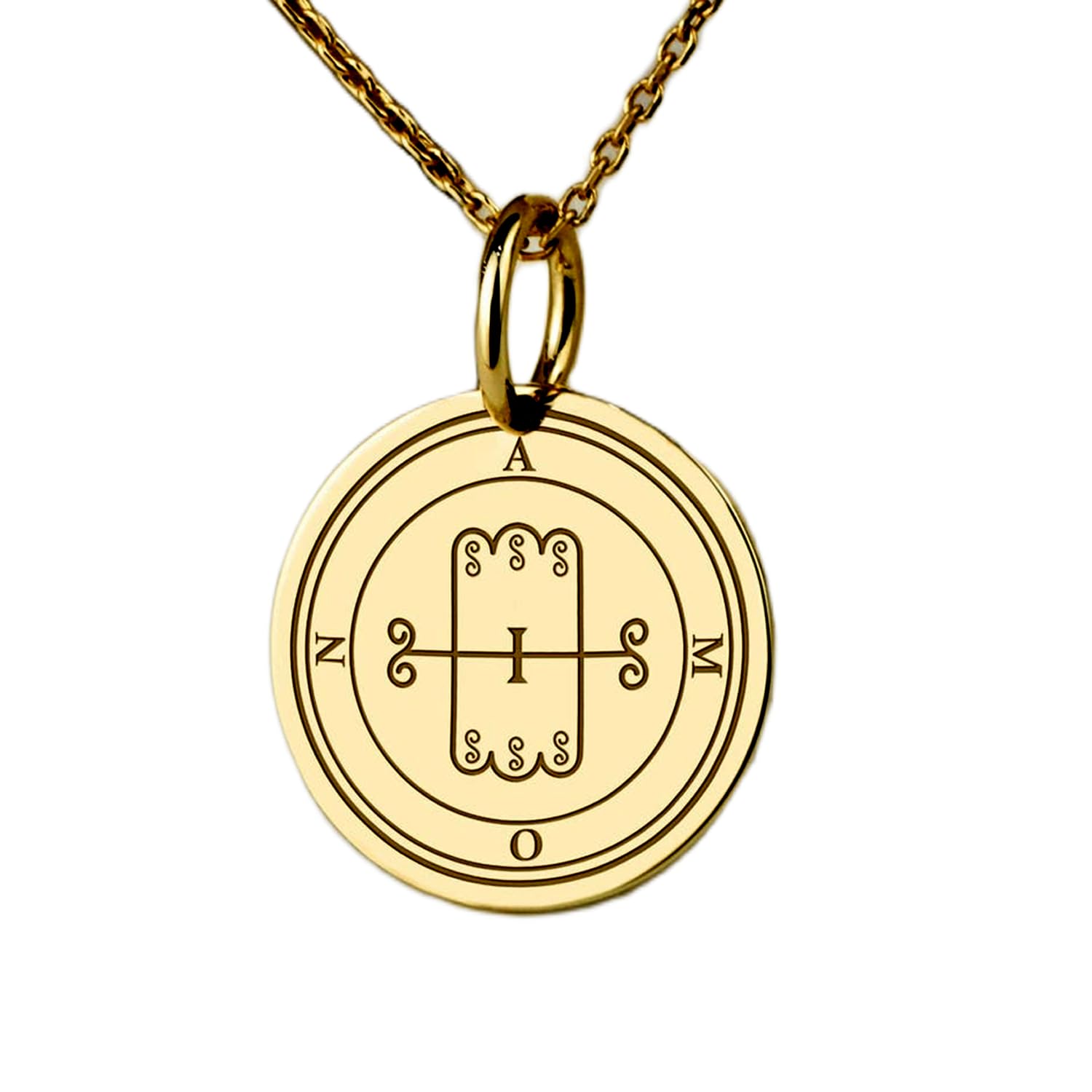 Collier pendentif Amon 24 mm en argent plaqué or, fini les allergies
