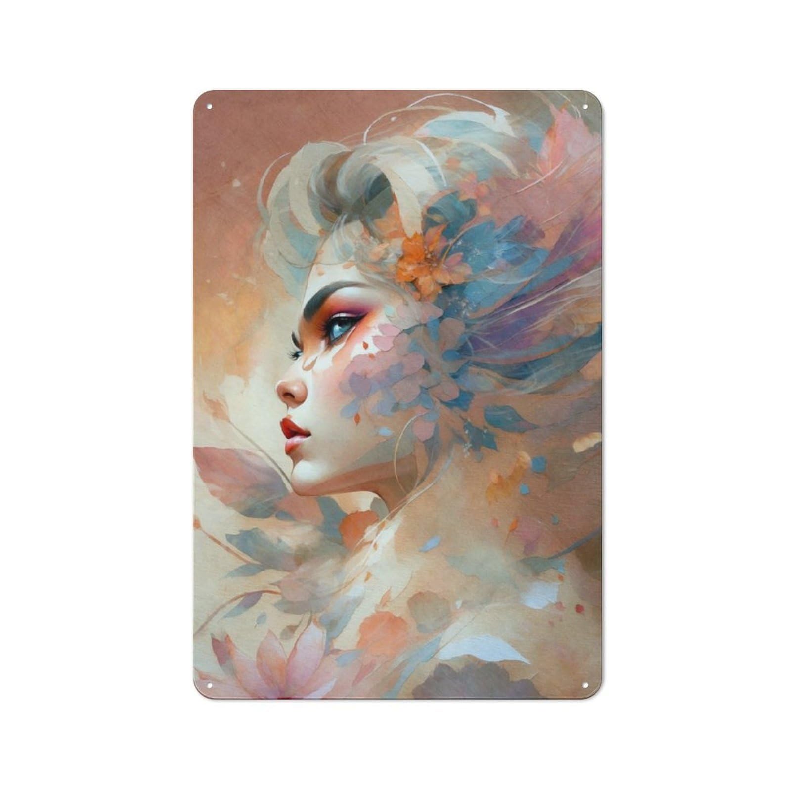 Junmoney Pastel Nymph Metal Wall Sign 30X20cm Featuring For Home Bar Wall, For Themed Interiors In Home Bars And Entertaining Spaces
