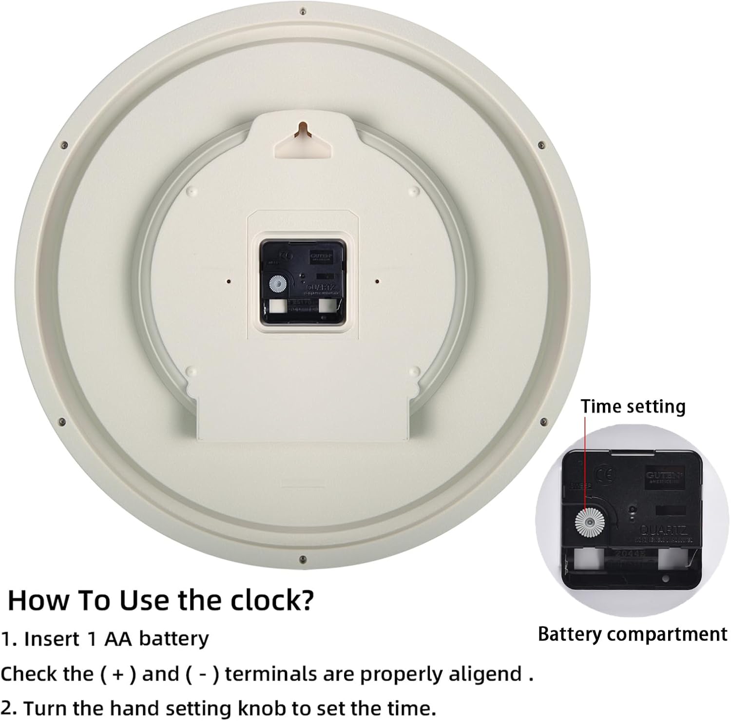 Caysie 16 Inch Large Silent Non Ticking Wall Clock, Modern Quality Quartz Battery Operated Round Clock, Decorative for Office, Home, Living Room, Bedroom, Kitchen, Bathroom, Classroom (Brown)