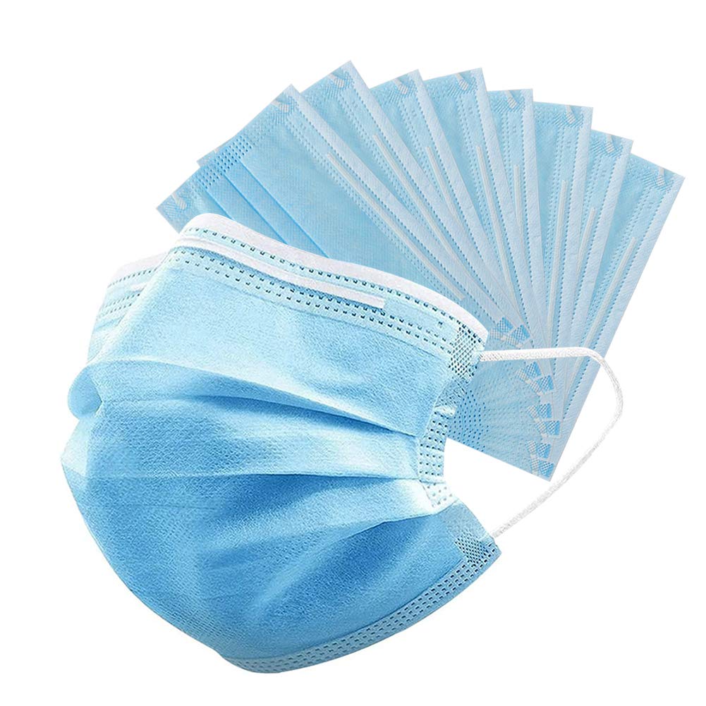 Honrane 50 Pcs Disposable Face Mask, 3 Layer Mask Anti Dust Breathable Mouth Cover with Earloop, Hon-02