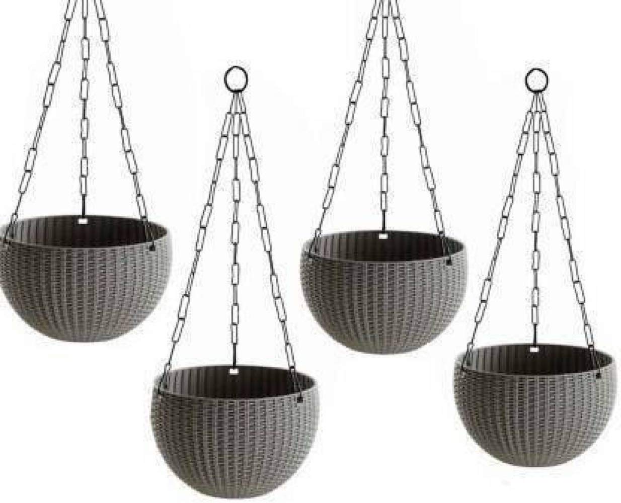 Palomino Plant Container Set | Hanging Euro Basket Planters Indoor Outdoor Hanging Flower Plant Pot with Hanging Chain (Pack of 4, Plastic) (B08QL1938D) Amazon Price History, Amazon Price Tracker