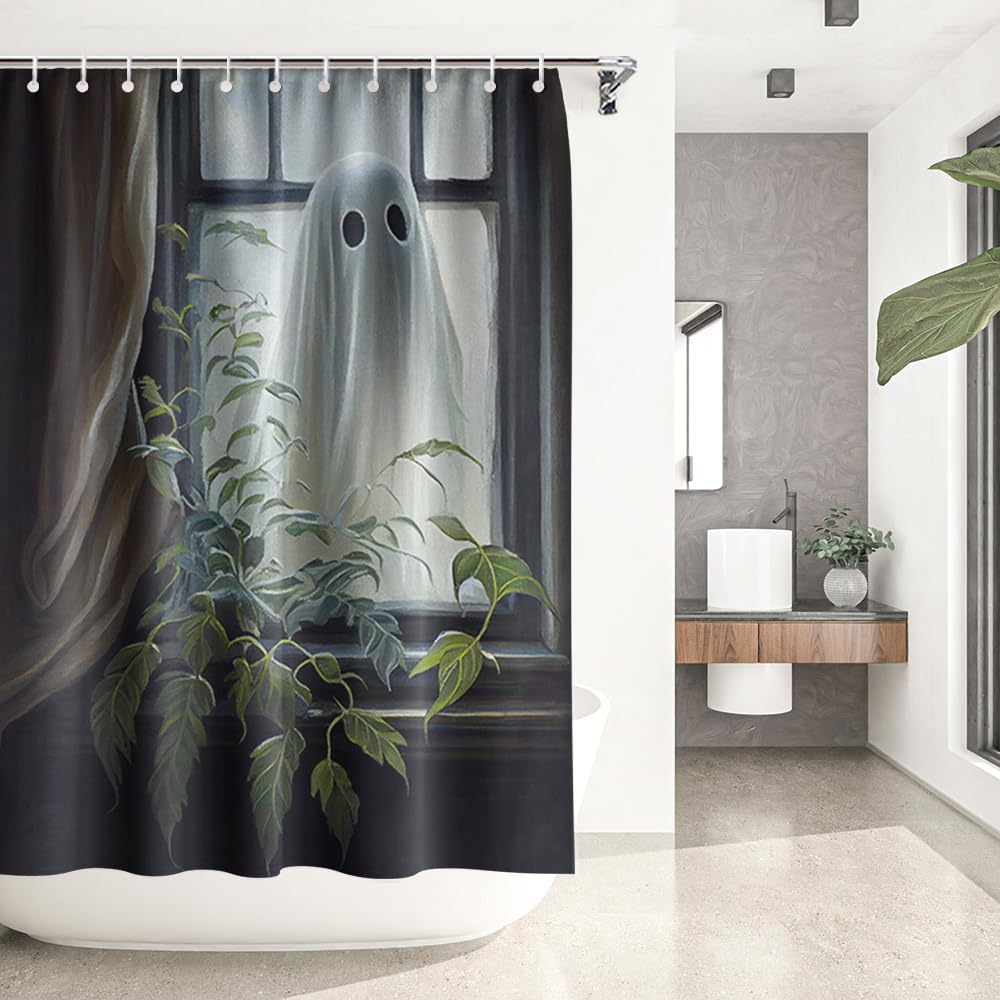 Halloween Curtains YSATNSFT Spooky Halloween Shower Curtain Horror Black Bat Full Moon Scary Night Red Holiday Ambience Fabric Bathroom Decor Set With Hooks,(70" WX70 H Halloween Fabric