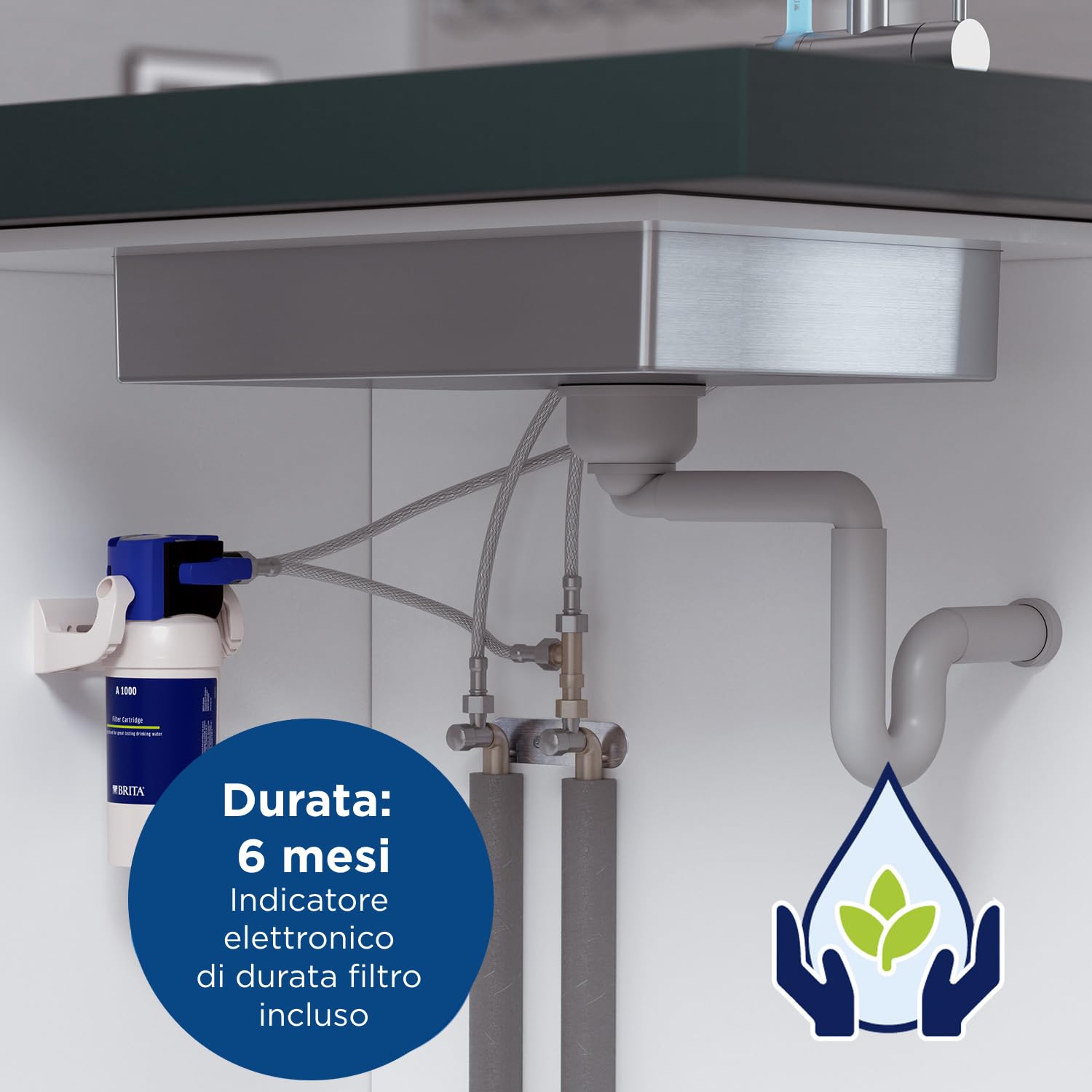 BRITA Filtro A1000 - Filtro di ricambio per sistemi BRITA Online Active, Mypure A1 - riduce cloro e impurità
