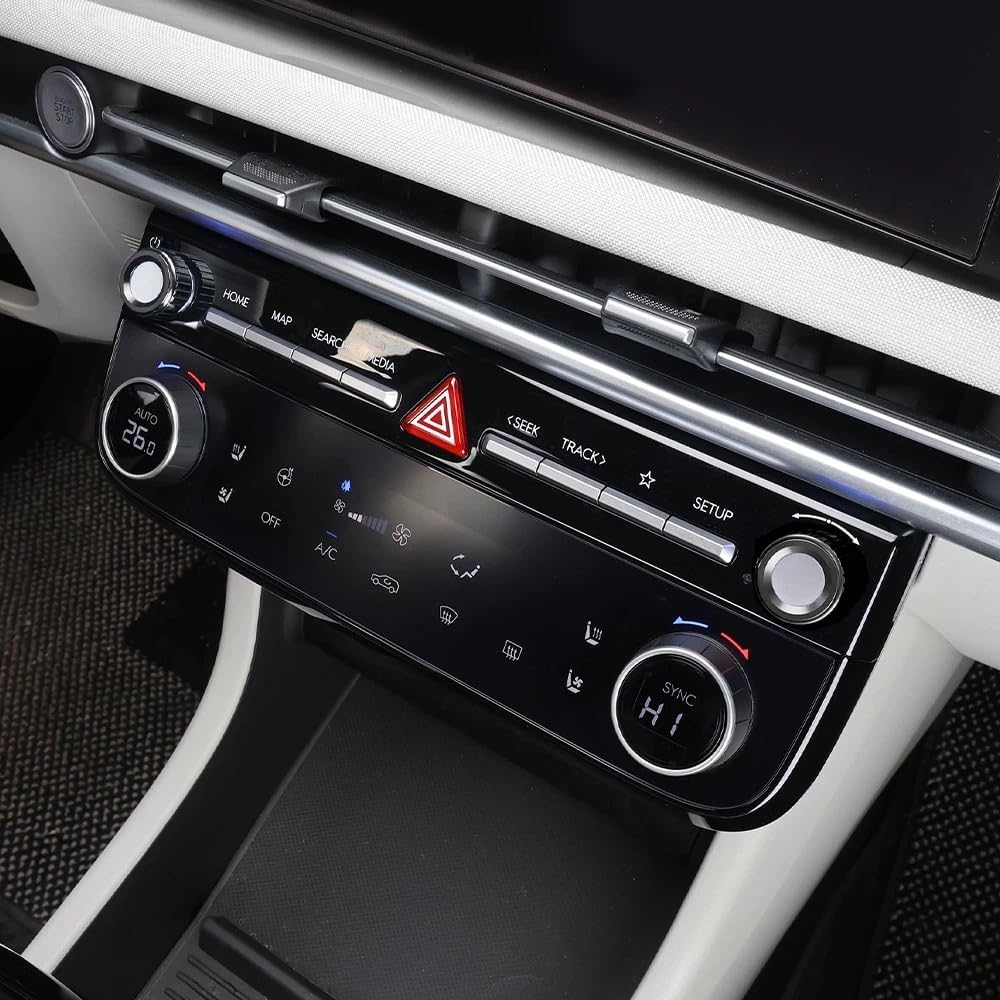 Car AC Audio Knob Metal Cover Trim Decal Compatible with Hyundai Interior Decoration Accessories (Black, for 2024-2026 Tucson)