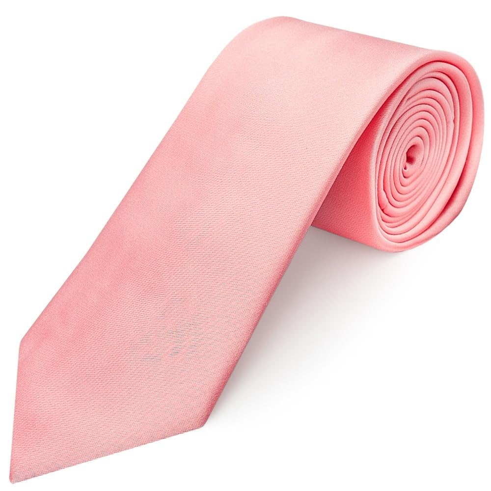 Plain Blush Rose Satin Classic Mens Tie Regular Wedding Grooms Christening Tie