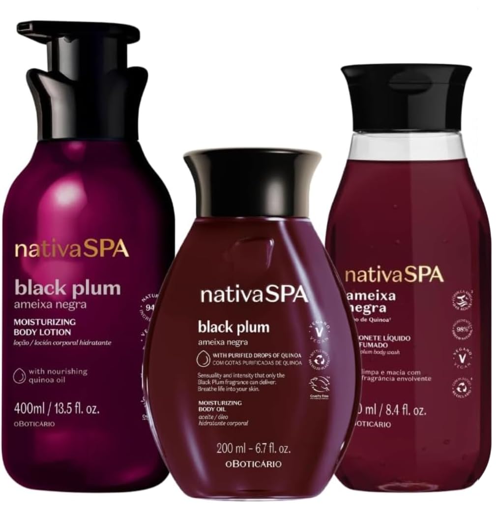 O Boticário Nativa SPA Ciruela Negra Set Regalo Cuidado de la Piel 3 Productos